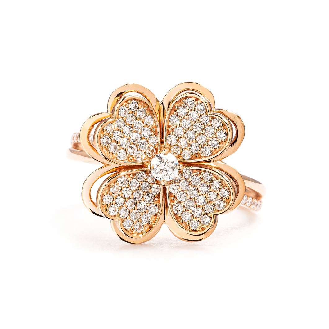 Four-Leaf Clover Diamonds Ring