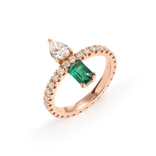 Load image into Gallery viewer, Emerald and Diamond Ring
