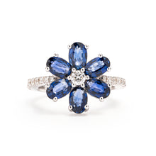 Load image into Gallery viewer, Sapphires Flower Ring
