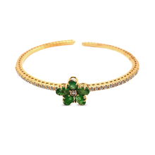 Load image into Gallery viewer, Emerald Flower Bangle Bracelet
