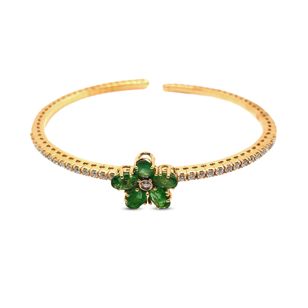 Emerald Flower Bangle Bracelet